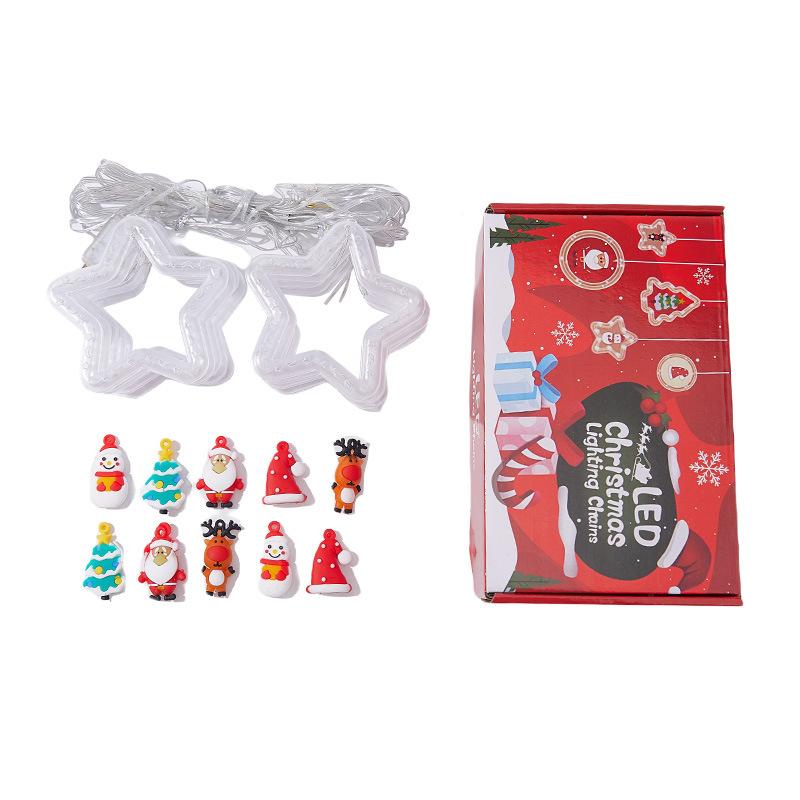 Рождественские огни Светодиодные гирлянды Питание от USB Сказочные огни с 8 режимами Санта Звезда Занавес из огней для спальни Окно Рождественская елка Украшения для вечеринки