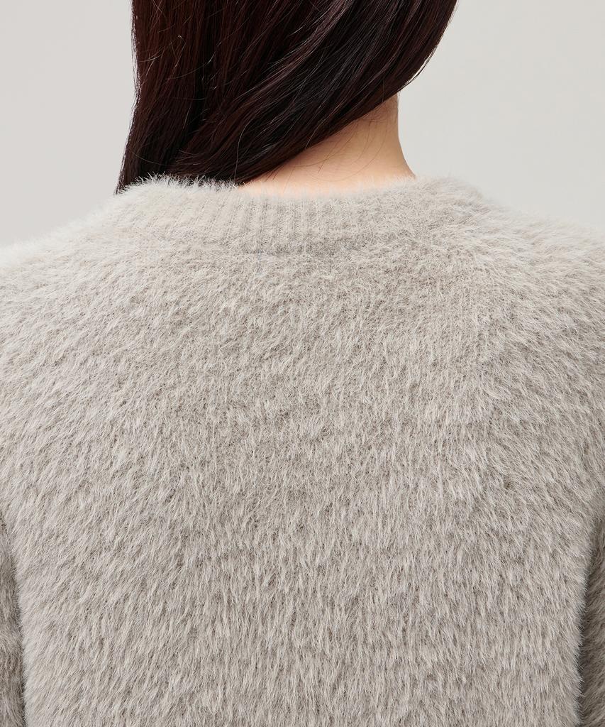 MUSINSA STANDARD WOMAN Women'S Fuzzy Crew Neck Knit [Warm Grey]