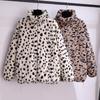 Новая куртка с леопардовым принтом на молнии и воротником-стойкой, осенне-зимняя, средняя и длинная, искусственный мех кролика, женская одежда, утолщенный теплый меховой топ