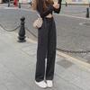 Women's Black High-Waist Wide-Leg Jeans - 2023 Spring & Autumn Trendy Loose Floor-Length Style