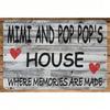 Vintage Metal Tin Sign for Wall Decor - Retro 8"x12" Mimi and Pop's House Inspirational Vinyl Record Art, Durable Metal Decor fo