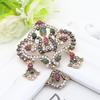 Antique Gold Color Colorful Crystal Drop Pendant Hollow Brooches