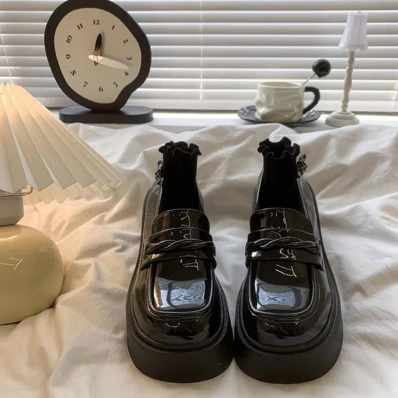 Модные туфли Мэри Джейн в японском стиле для девочек, осень 2024 г., новые женские туфли-лодочки на толстом каблуке и платформе, ретро-туфли с круглым носком для колледжа
