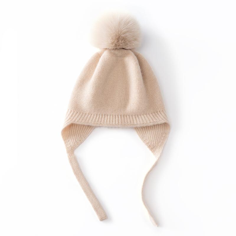 Cashmere Autumn Stylish Fairy Hat Warm  Windproof  Ear Protecting and Lace Up Knitted Woolen Hat for Boys  Girls and Children
