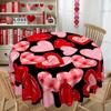 Red Heart Round Tablecloth, Valentine'S Day Love Design Black Background Table Cloth, Waterproof Party Decorative Cover Cloth