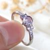 Cute Purple Cubic Zirconia Ring Wedding Accessories 925 Sterling Silver Promise Ring Women's Anniversary Gift Charm Jewelry