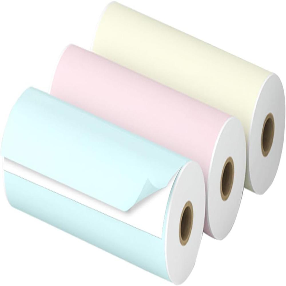 6pcs 77 x 30mm Thermal Sticker Paper 3.6m Per Roll Self-Adhesive Labels For Mini Pocket Printer