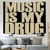 Гобелен 'Vibe Любителя Музыки' Смелая Надпись 'Музыка - Мой Наркотик' для Гостиной Спальни Модный Настенный Декор