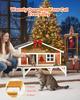 Insulated Cat House, All-Around Foam Insulation Elevated Cat Shelter, Wooden Feral Kitty Shelter with Large Platform, Waterproof Cats Condos for