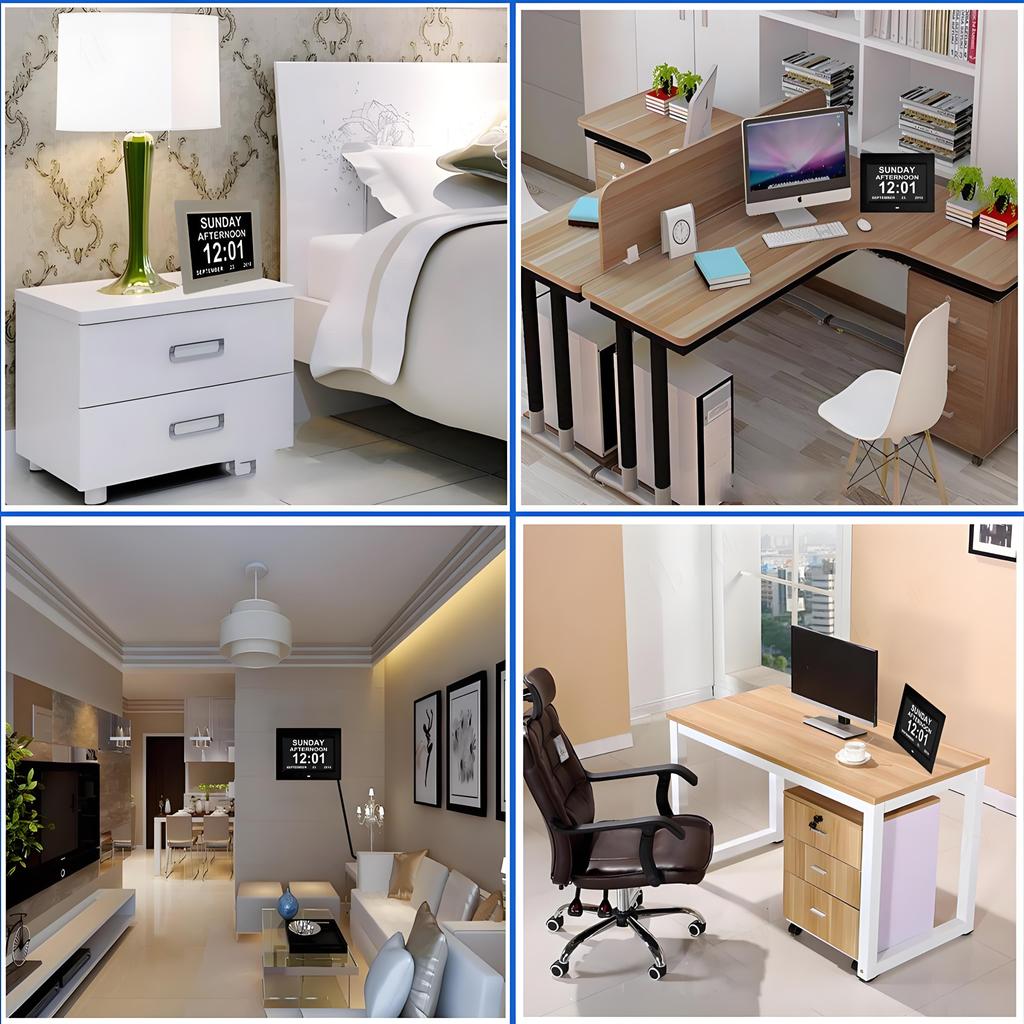 Цифровые часы с 7-дюймовым большим дисплеем | Автоматическое затемнение и очень крупные цифры | Дата День Температура для прикроватной тумбочки/стола