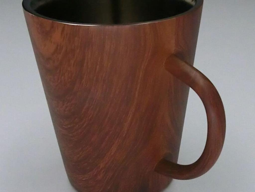 Wood Grain Stainless Steel Mug Imabari Towel Dishwasher Safe J-kitchens & Set, 360ml,