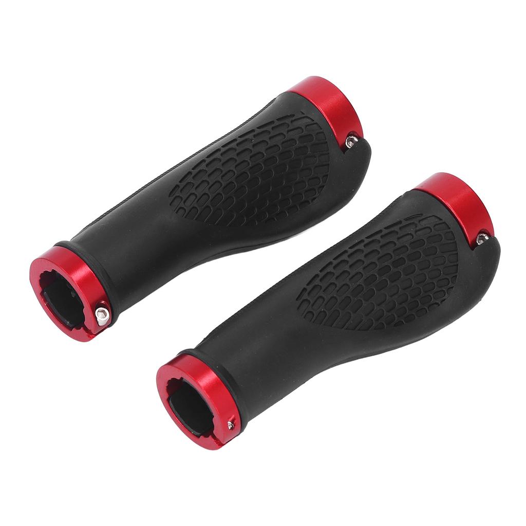 Mountain Bike Grips PP TPR Nonslip Safe Cellular Surface Ergonomic Design Metal Sides Bike Handlebar Grips Red