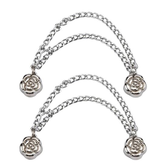 1 пара многофункциональных магнитных зажимов для одежды с цепочкой, многоцелевая брошь без штифта, металлические пуговицы, зажим для одежды, шали, шарфа, брюк, манжет, магнит