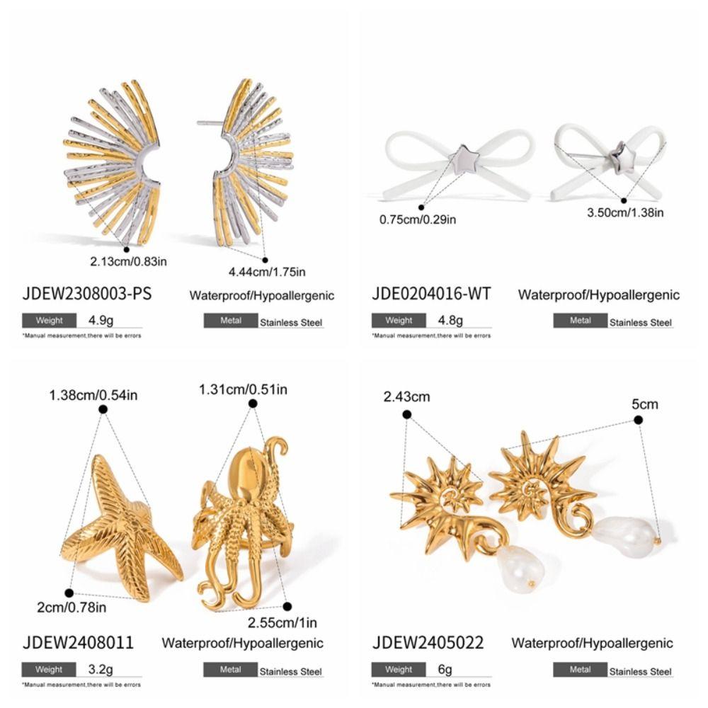 Fashion Gold Plating Earrings Stainless Steel Bow Earrings Elegant Geometric Drop Earrings  Jewelry