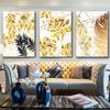 Black Golden Yellow Leaves Abstract Wall Art Picture Canvas Painting Poster Print Decor Wall Art Pictures Living Room Decoration