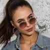 Black Sun Glasses Metal Frame Trendy Round Sunglasses for Women Beach