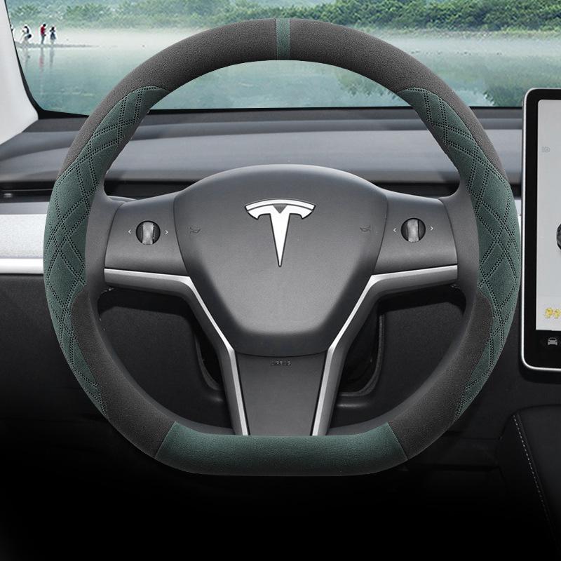 Ультратонкая замшевая накладка на руль для Tesla Model 3/Y/X, всесезонная.