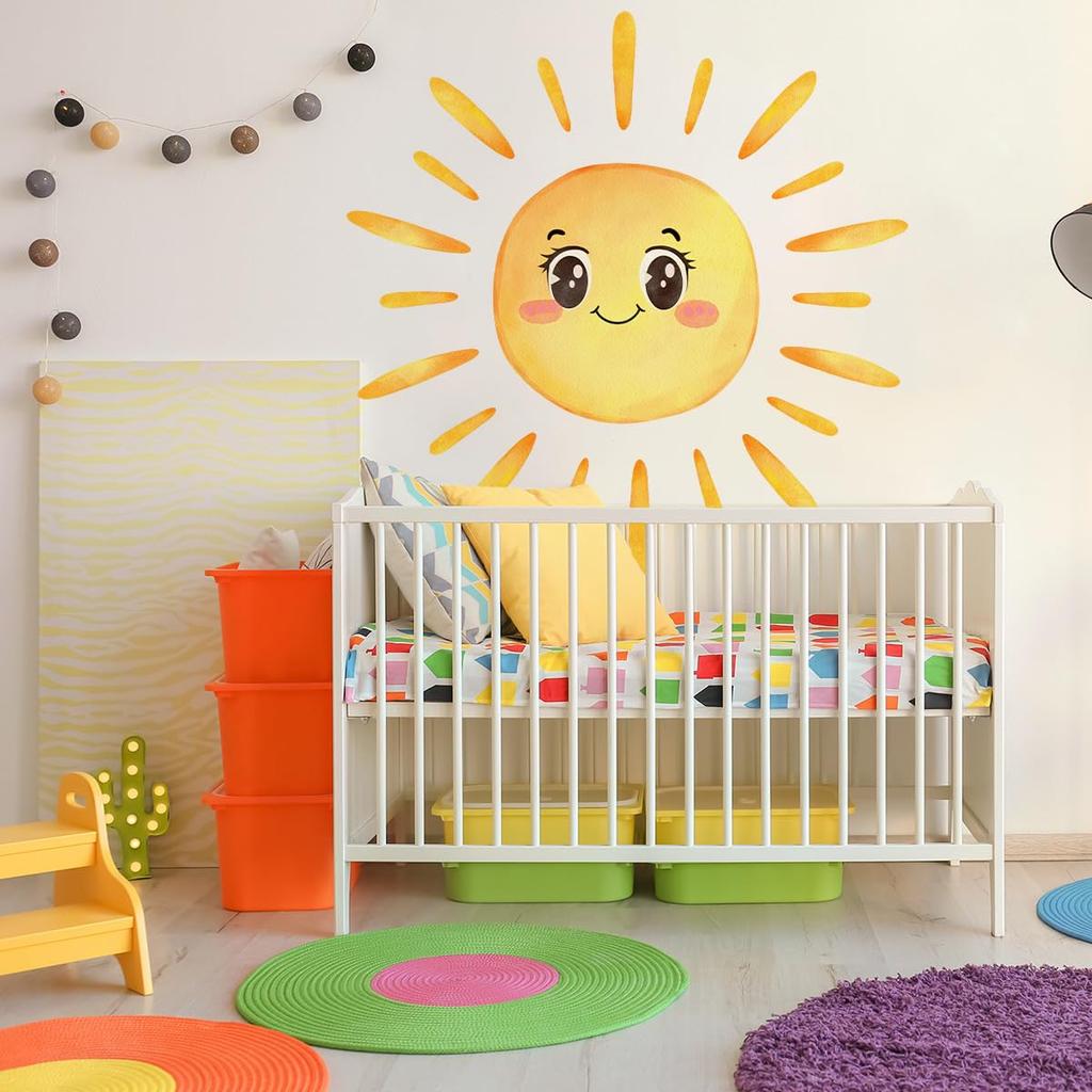 Милые наклейки на стену с солнцем, стильные DIY наклейки на стену комнаты и для аренды комнаты, обои, съемные, декор, детское искусство, обои для мальчика/девочки,