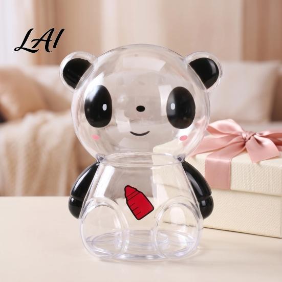 Decorative Coin Bank Clear Panda Piggy Cash Bank Plastic for Kids Money Saving Jar Box Decoration