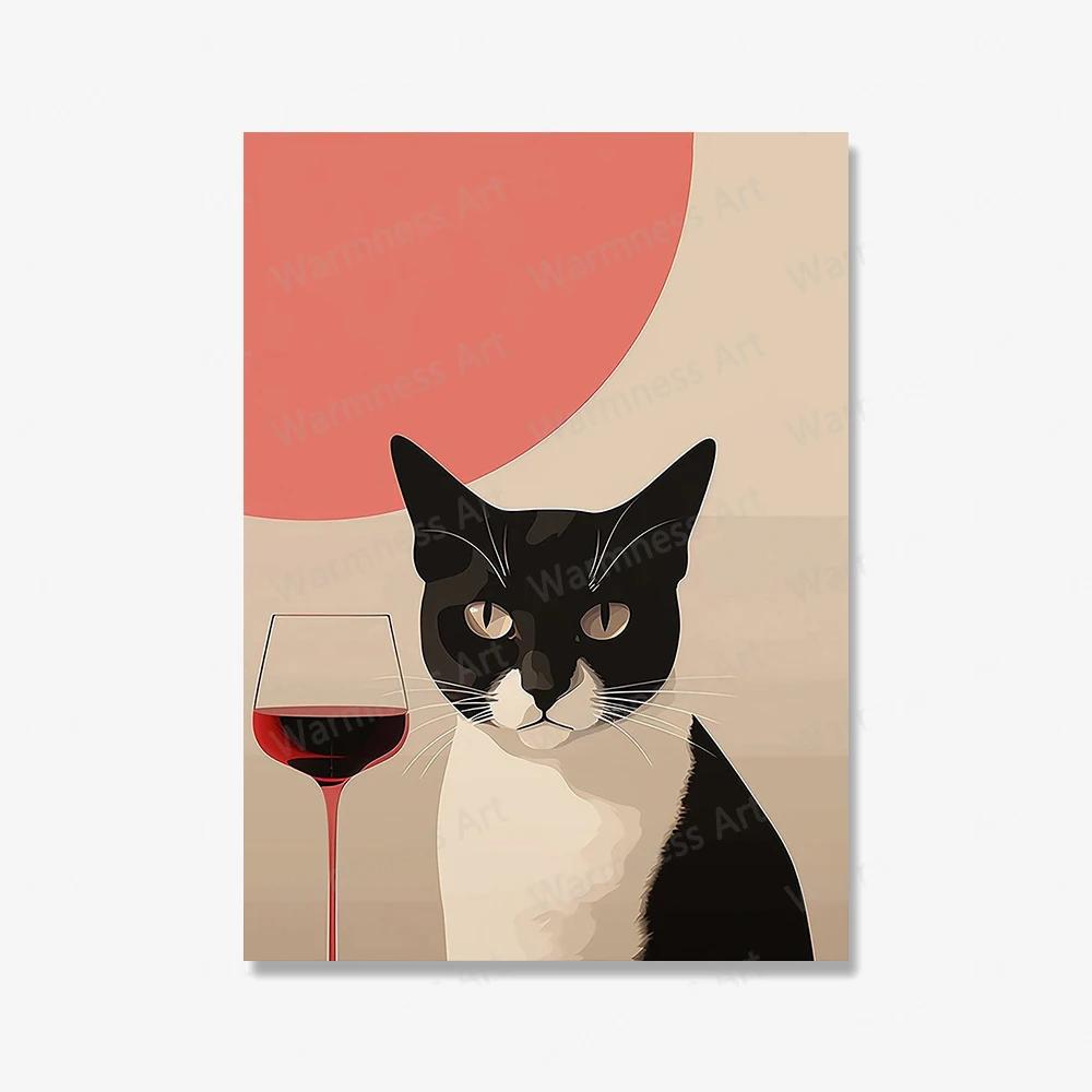 Персидский кот пьет угрюмое вино, холст, живопись, постеры, забавные животные, сиамские принты, настенная картина для украшения гостиной