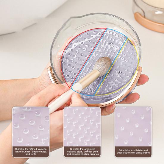 2-in-1 Silicone Makeup Brush Cleaner Bowl Cosmetic Brush Cleaner with Drying Holder for Storage Stand