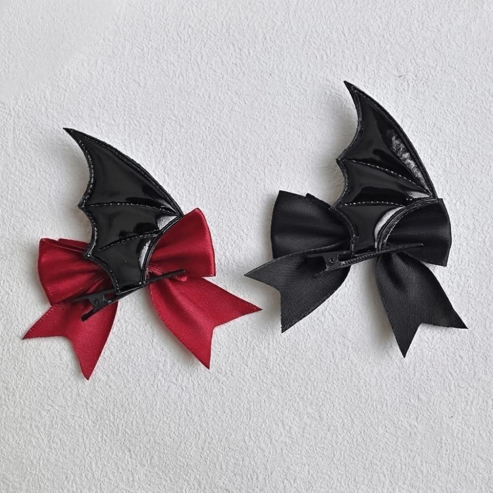 2 Pcs Bow Halloween Hairpins Gothic Style Bat Duckbill Clips Funny Bat Wings Hair Clips Cosplay