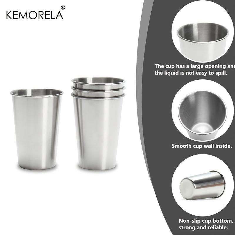 KEMORELA 2/4 шт. Стальные кружки 300/400 мл Стальные стаканы Пинта Туристические кружки Стаканы для питья Штабелируемая металлическая кружка
