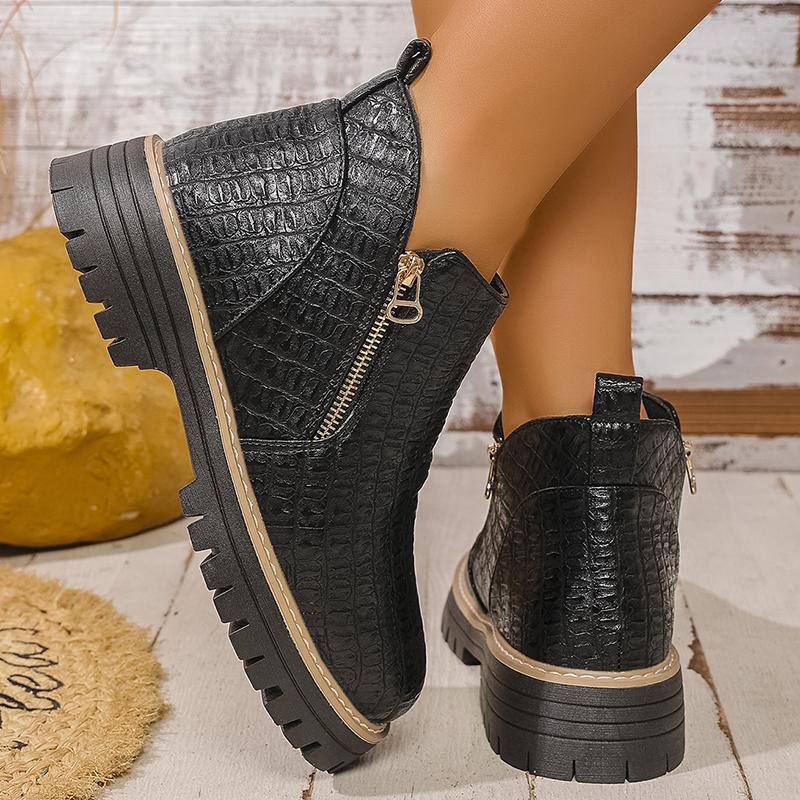 Женские ботильоны из искусственной кожи на щиколотке, модные ботинки на двойной молнии, женские ботильоны на платформе с нескользящей подошвой, весна-осень 2025