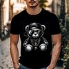 Мужская летняя футболка с 3D цифровой печатью, с круглым вырезом и коротким рукавом, с изображением черного медведя