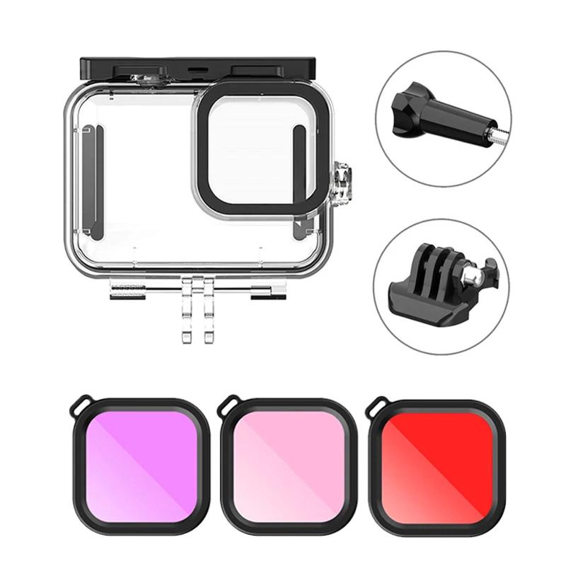 Водонепроницаемый корпус для Gopro 12 11 10 9 Защитный чехол для дайвинга Фильтр для объектива Плавучий стержень Аксессуар для экшн-камеры