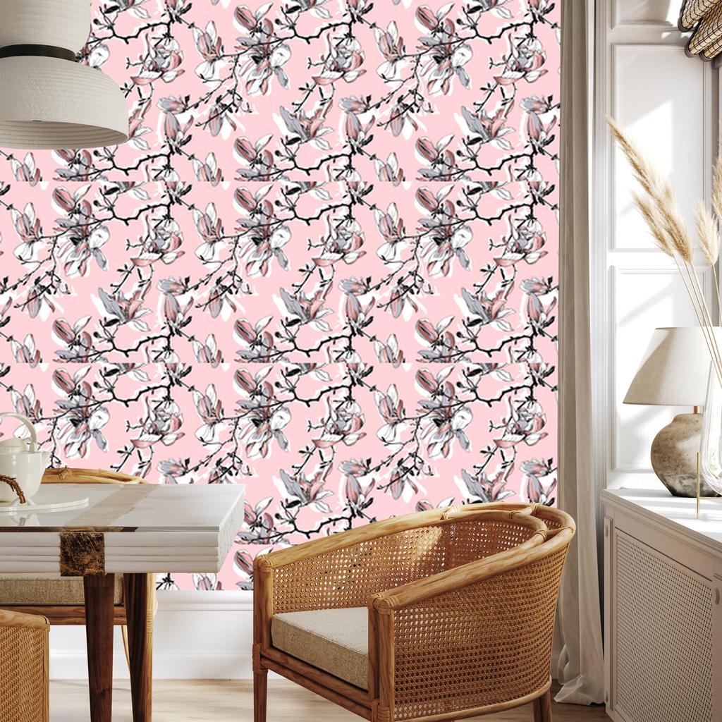 Pastel Flowers Magnolia Wallpaper for Living Room and Bedroom 50x1000