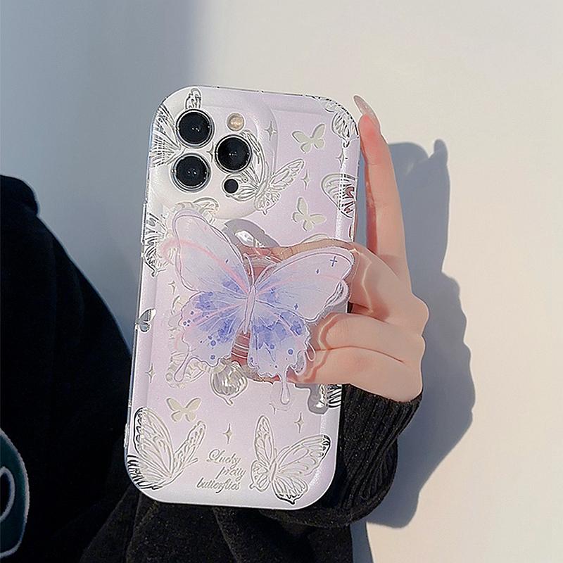 Оригинальный дизайн, складная мягкая подставка для телефона с рисунком, чехол для iPhone 11, 12, 13, 14 Pro Max 14 Plus 14 Pro 13 Pro 12 Pro, прозрачный чехол с защитой от падения