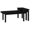 2 Piece Coffee Table Set Black Solid Pine Wood