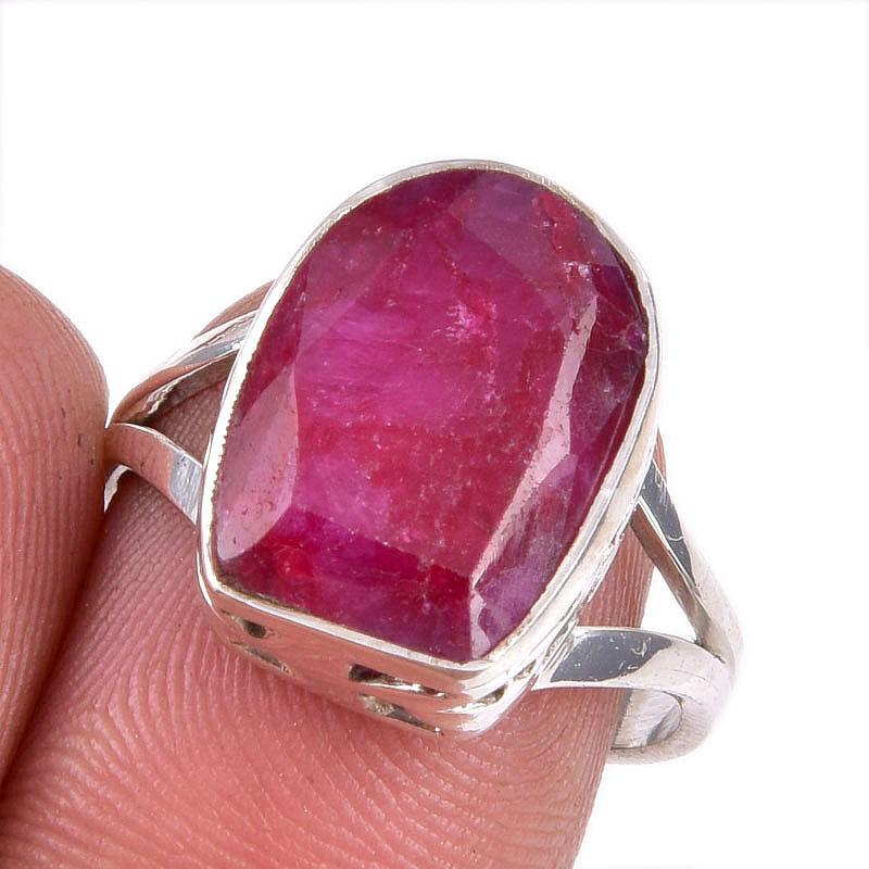 Red Ruby(Simulated) Gemstone Handmade 925 Sterling Silver Gift Ring S.7.5 m3N67