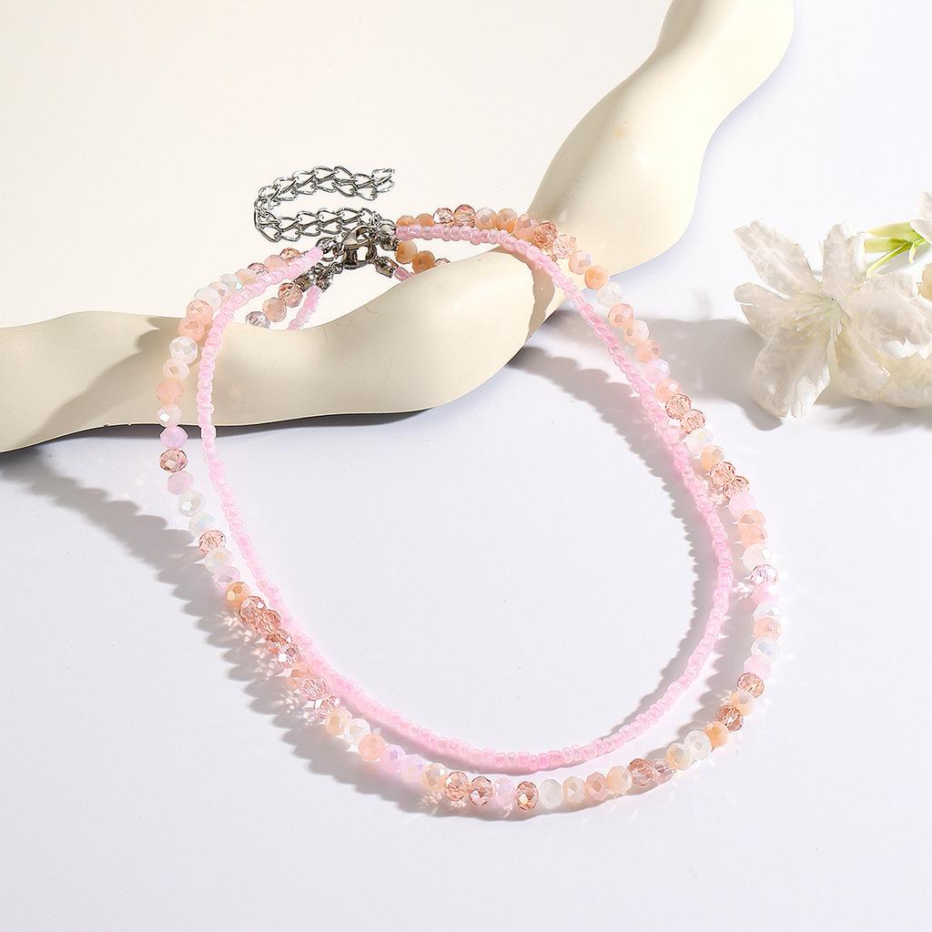 Double-layer Selected Crystal Necklace Women's Color Retention Summer Premium Sense Casual Daily Collarbone Chain Jewelry