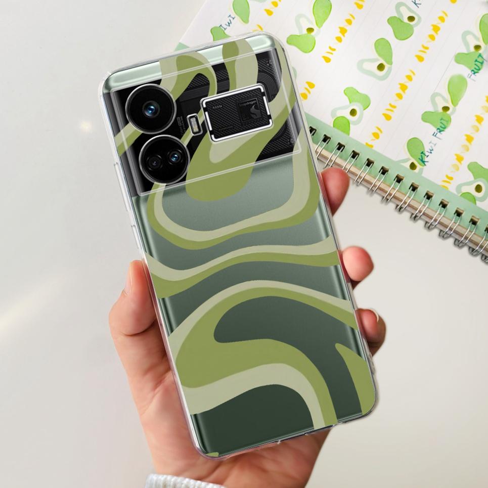 For Realme GT5 Case Clear Silicone Soft TPU Cover For OPPO Realme GT 5 RealmeGT5 Cases Flower Marble Jelly Bumper Coques