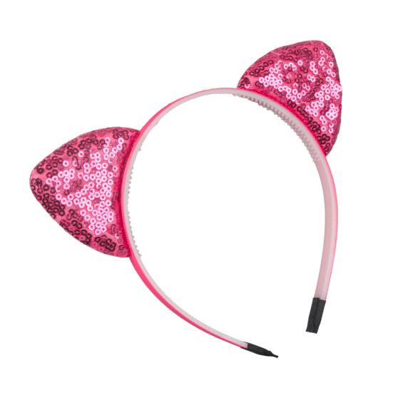 Girl Headband Sparkling Sequins Three-Dimensional Cat Ear Shape Painless Wearing Arc Hair Hoop Kids Daily Party Hair Accessory