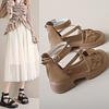 2024 Fairy Wind Sandals Women's Summer Shoes New Versatile Fashion Schoolgirl with Skirt Roman Shoes
