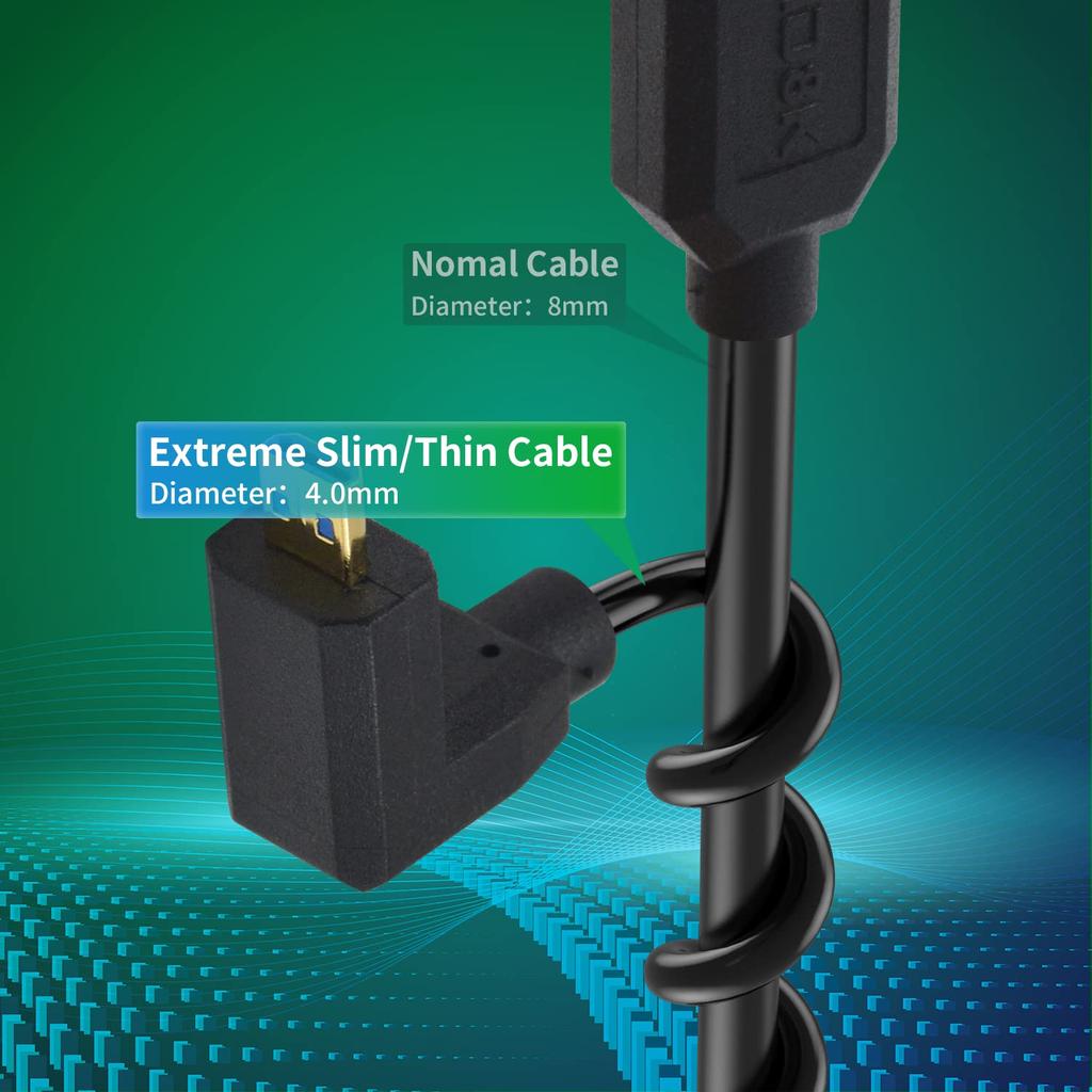 Duttek Right Angle HDMI To Micro HDMI Converter Extremely Thin Angled Micro HDMI Male To HDMI Female Extension Supports 48Gbps 8K Ultra HD Video