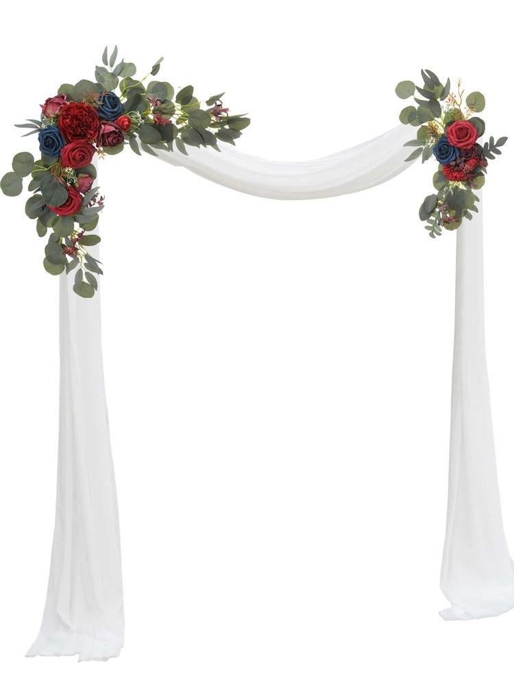 2Pcs/set Artificial Wedding Arch Flower Wedding Welcome Sign Flowers Artificial Fake Flowers Wedding Outdoor Arch Floral Flowers Party Decor Supplies