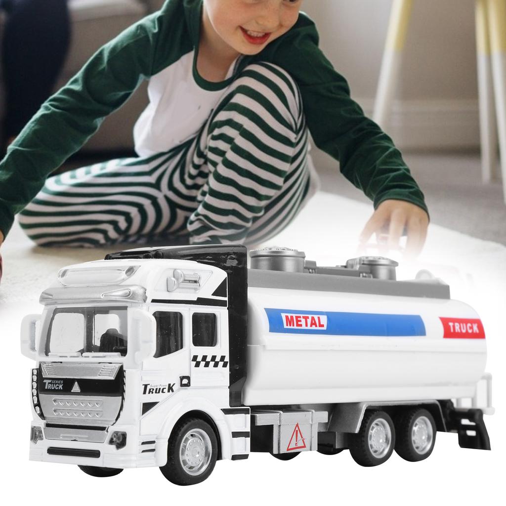 1/48 Scale Water Tanker Truck Vehicle Toy Model, Model Car, High Simulation Pull Back Function for Kids Gift Boys Girls Children