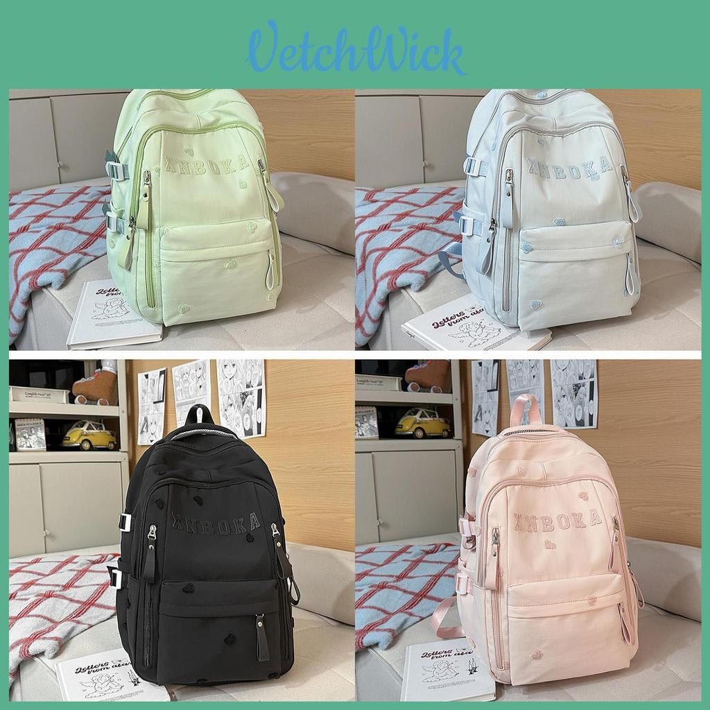 College Fashion Womens Nylon Backpack With Splicing Design And Inner Organizer For Travel