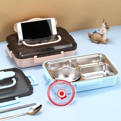 Ланч-бокс из нержавеющей стали 304 - Портативный, пригодный для микроволновой печи контейнер для обеда для офиса, школы, кемпинга