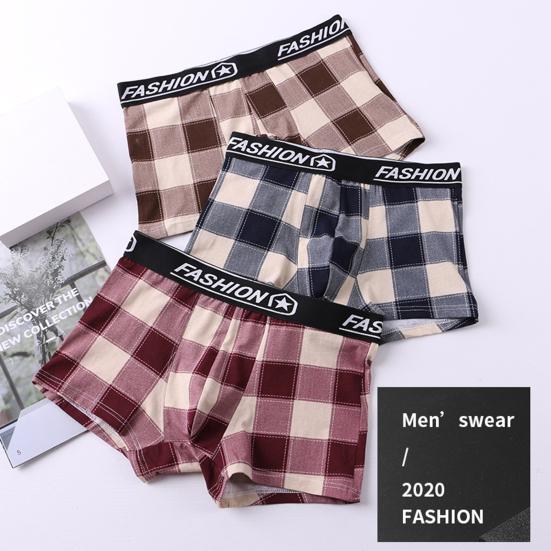 Мужские боксеры U-образные выпуклые клетчатые принты контрастного цвета, нижнее белье, дышащие антисептические повседневные мужские трусы со средней талией для внутреннего ношения