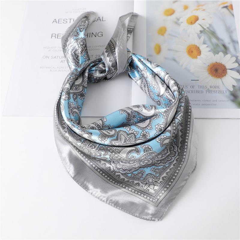 Fashion Silk Square Scarf For Women 60cm Satin Neck Hair Tie Band Bag Warp Soft Office Neckerchief Hijab Female EMA