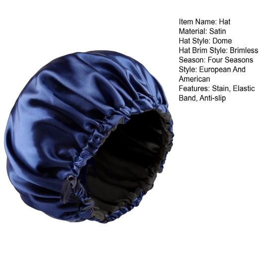 Nightcap with Elastic Band 2-layered Extra Large Sleeping Satin Bonnet Smooth High Density Women Braids Curly Night Hat Sleeping Cap for Home Salon