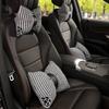 Fashion Ladies Car Neck Pillow Universal Waist Support Houndstooth Bow Car Headrest Lumbar Neck Pillow Creative Car Seat Pillow