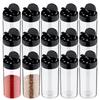 16pcs Spice Jars with Shaker Lids Labels Plastic Clear Seasoning Bottle for Herbs Powders Salt Pepper BBQ Condiment Box