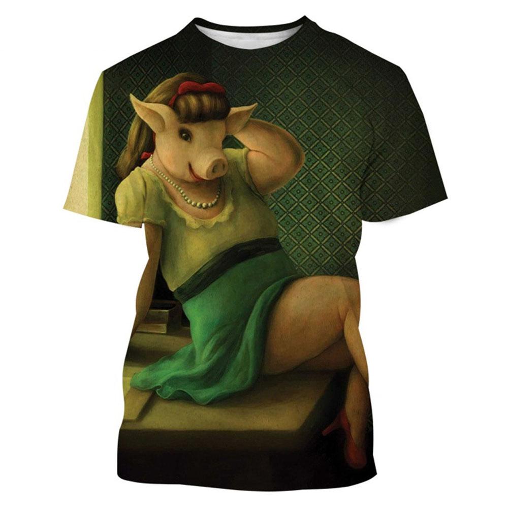 Летняя забавная футболка с 3d принтом свиньи, мужские футболки, топы большого размера с короткими рукавами, модная повседневная одежда, уличная одежда