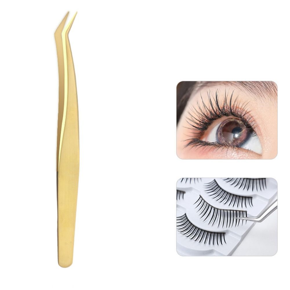 Пинцеты с изогнутым кончиком против скольжения Золотые прямые пинцеты Пинцеты для наращивания ресниц Аксессуары для макияжа